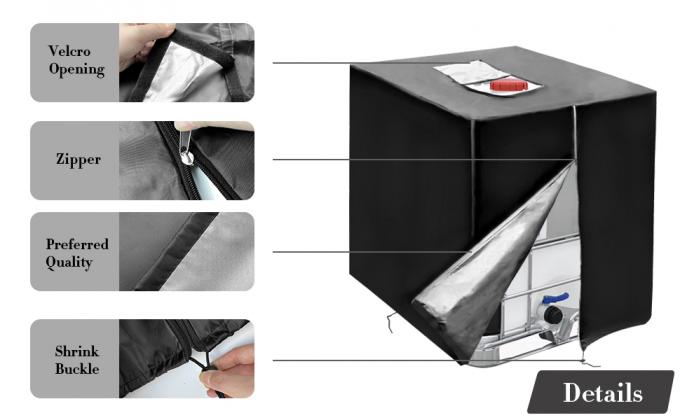 IBC Tote Cover Met Zipper, 275 Gallon 1000L Outdoor IBC Tote Zonnebril 210D Oxford Stof Cover Waterdicht Zonnebestendige 1