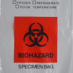 Biohazard Proeftassen, 100pcs 6x9in/15x25cm Met Biohazard Rood Logo Printing, Ziplock Top Proeftassen Buiten Pocket 2