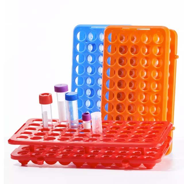 Laboratorium Multi Function PP Centrifuge Tube Rack 50 gaten*18mm Plastic Test Tube Rack Silicone Circlip 4
