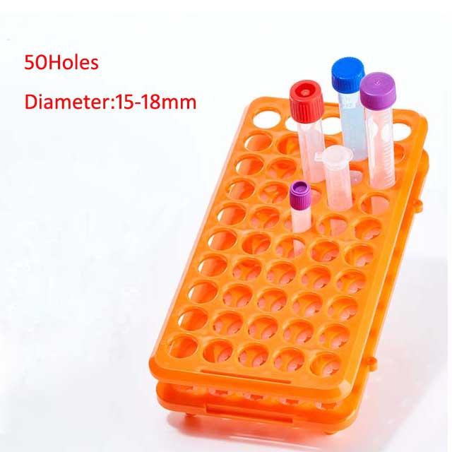 Laboratorium Multi Function PP Centrifuge Tube Rack 50 gaten*18mm Plastic Test Tube Rack Silicone Circlip 3