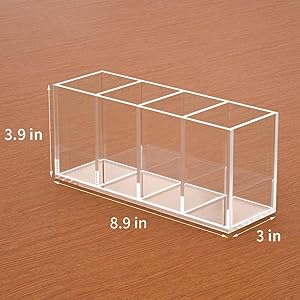 Acryl penhouder 4 compartimenten,Clear penhouder organisator make-up borstelhouder voor kantoor bureauaccessoires,cosmetische 2