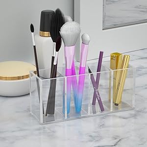 Acryl penhouder 4 compartimenten,Clear penhouder organisator make-up borstelhouder voor kantoor bureauaccessoires,cosmetische 5