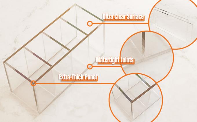 Acrylic Pen Holder with 4 Compartments, Features, Ultra Transparent, Sturdy, and Watertight