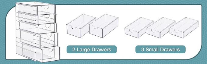 Doorzichtige containers voor het organiseren van haar accessoires, plastic haar accessoires organisator doos met 5 laden, haar accessoires 1