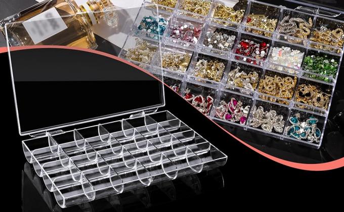 Plastic Nail Art Decorations Container, Transparent Plastic Organizer Box, Clear Storage Container Sieradendoos 0