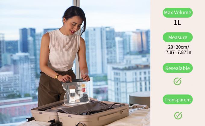 Quart Size Zipper Bags- Drievoudig afgesloten naadlekkeloos helder cosmetisch zakje voor vloeistoffen en make-up- Draagbare reisgrootte 0