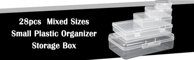 Organisator opslagdoos, rechthoekige lege mini heldere plastic organisator opslagdoos Containers met deksels Kleine artikelen 0