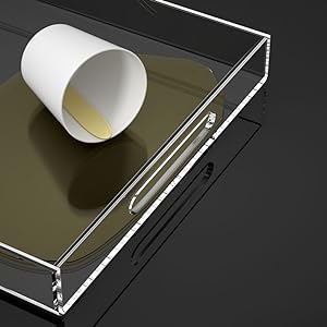 Acrylische decoratieve bak organisator voor Ottomaanse koffietafel met handvaten 3