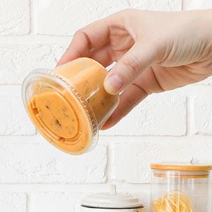 Portiebekers met deksels, kleine plastic containers met deksels, luchtdichte, stapelbare soufflebekers, Jello Shot-bekers, saus 3