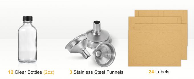 Kleine heldere glazen flessen met deksels Boston Proefflessen voor drankjes, sappen, wellness, gembershots, whisky, vloeistoffen 9