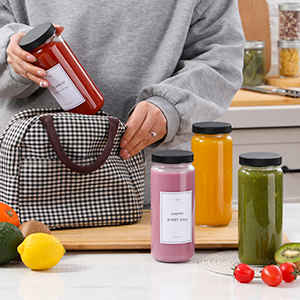 Glas sapflessen met 2 rietjes en 2 deksels w Hole- 16 OZ Reisdrinkpotten, waterbekers met zwarte luchtdichte deksels 10