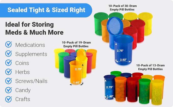 lege flessen met doppen - luchtdichte 30 drams pop top flessen - receptgeneesmiddelencontainer - voor kruiden, snoep 5