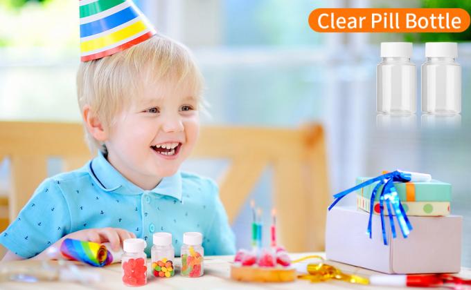 Duidelijke pillenfles Plastic medicijnfles Leeg reagensfles Chemische containers met dop voor vloeibare vaste poeder 0