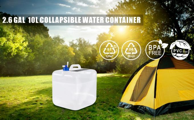 Watercontainer 2,6-gallon BPA-vrij, wateropslagcontainers voor noodgevallen met spigot, opvouwbare draagbare opslagpot 0