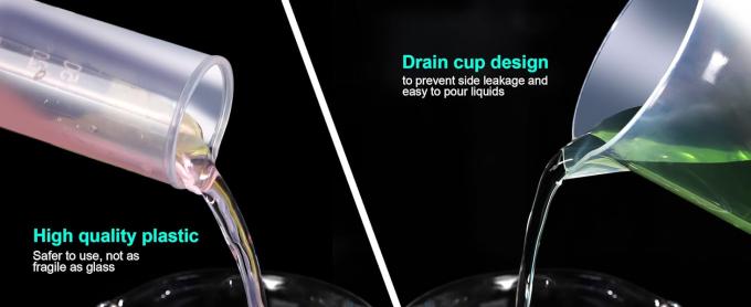 Plastic gegradueerde cilinders& Plastic Beakers, Plastic gegradueerde cilinders 10ml 25ml 50ml 100ml 250ml & 5pcs 3