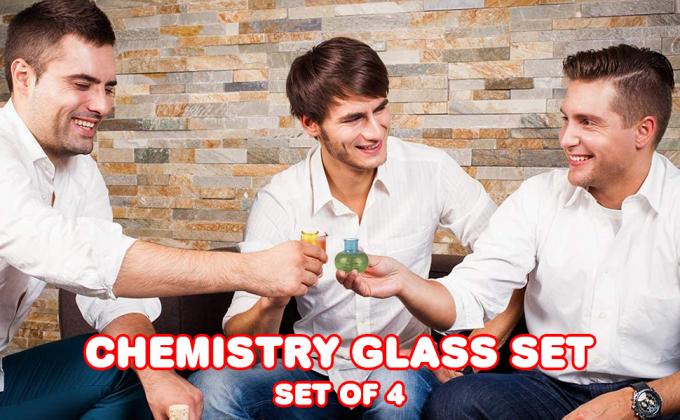 Chemie Glas Set, 4 Plastic Laboratory Glasses, Grappige Wetenschappelijke Geschenken, Cool Chemie Graduatie Gag Gift 0