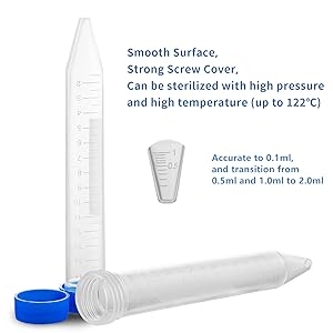 Konieke centrifugebuizen 15 ml, steriele testbuizen van kunststof met schroefkappen, polypropyleencontainer met graduate 4