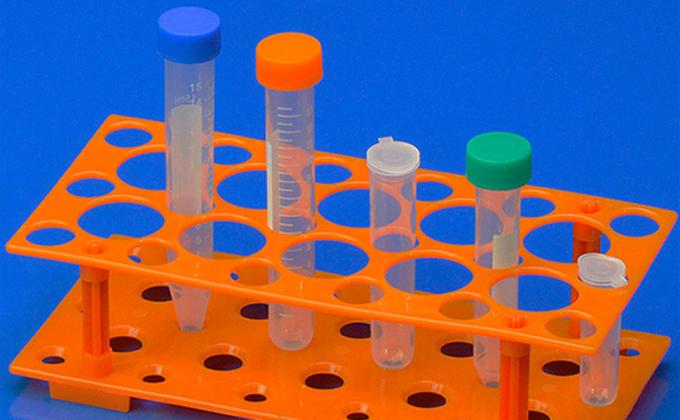 Proefbuisrek, centrifuge-buishouder (2 verpakkingen - blauw en oranje) voor 10 ml, 15 ml, 50 ml, afneembare plastic stand 3