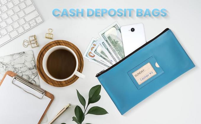 Zipper Security Bank Deposit Bag, Clear Window & 14 Insert Cards Cash Bag, Utility Pouch, diverse 7 kleuren 0