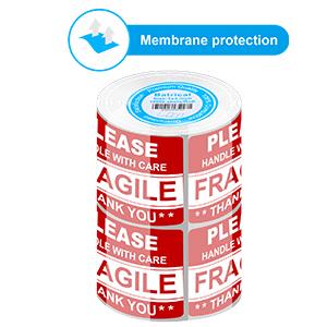 3 x 2 inch handvat met zorg Fragile stickers voor het verzenden van bewegende glas 500 Permanente kleefstof Fragile labels 3