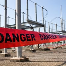 Biogevaar waarschuwingsband met zwarte afdruk, legende "Biohazard - Peligro Biologico" 55 yd. 8