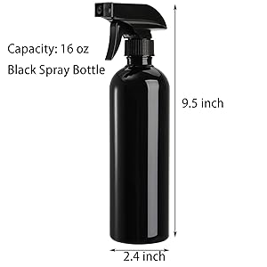 Plastic sprayflessen Zwart voor reinigingsoplossingen 16 oz (verpakking van 4), Heavy Duty hervulbaar herbruikbaar lege spray 2