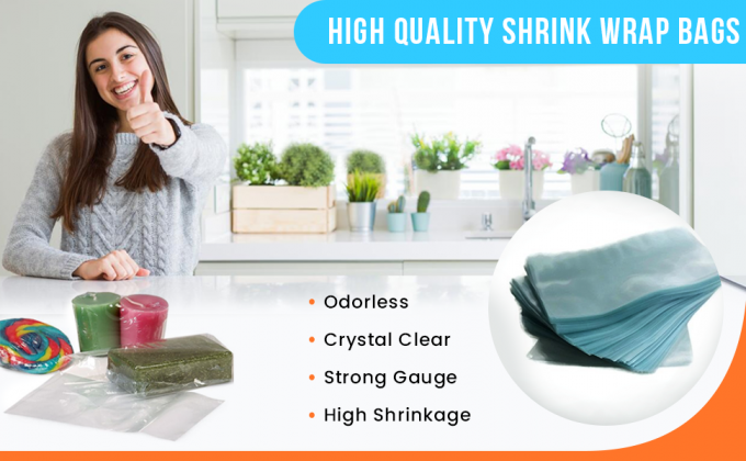 Verkrimpingszakken, warmteverkrimpingszakken PVC-materiaal 100 verpakkingen 8 x 10 inch zakken voor badbommen, zeepstokjes 0