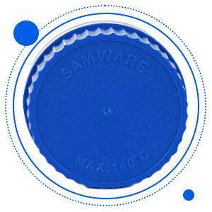 Grote mond gegradueerde ronde reagensmedia/opslaglaboratorium glasflesset met GL80 blauwe polypropyleen schroefkappen 2