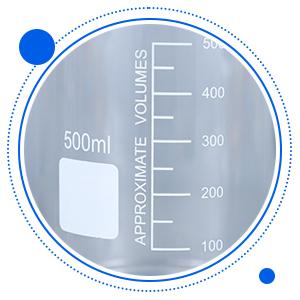 Grote mond gegradueerde ronde reagensmedia/opslaglaboratorium glasflesset met GL80 blauwe polypropyleen schroefkappen 3
