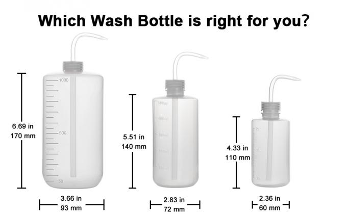 Chemische wasfles, 2 verpakkingen Plastic Safety Lab Squeeze Wasfles, LDPE met smalle mond, 1000 ml / 2 fles 2
