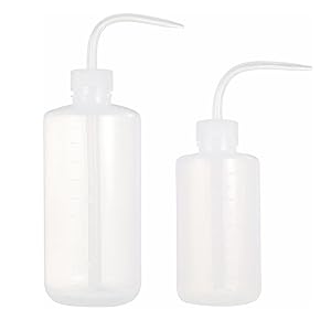 Chemische wasfles, 2 verpakkingen Plastic Safety Lab Squeeze Wasfles, LDPE met smalle mond, 1000 ml / 2 fles 3