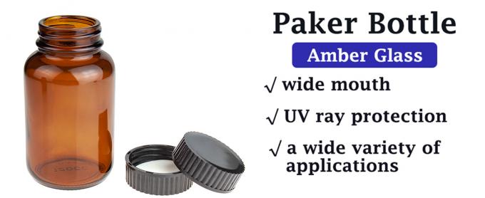Glasbrede mond verpakkingsfles, 4 oz Amber, voor bemonstering, verpakking, opslag, conservering of transport 0