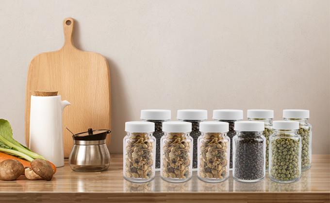 Glass Juice Shot flessen met doppen - 8 Pack 3,5 oz Kleine heldere herbruikbare potten met deksels voor het bewaren van sap 6