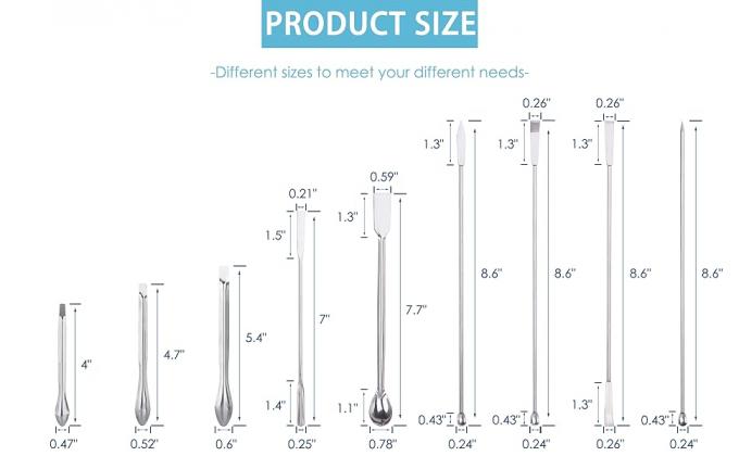 Spatula van roestvrij staal laboratorium micro scoop reagens laboratorium mengspatula 22 cm lange bemonsteringslepel 2