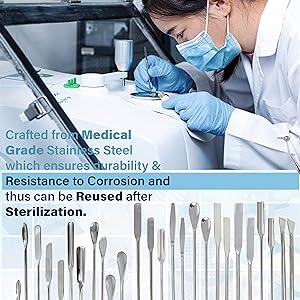 Wetenschapslaboratorium Micro Spatula Tweezer Sampler Set, roestvrij staal MulliPurpose Laboratory Sampling Mixing Pipette Set 0