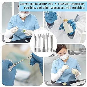 Wetenschapslaboratorium Micro Spatula Tweezer Sampler Set, roestvrij staal MulliPurpose Laboratory Sampling Mixing Pipette Set 2