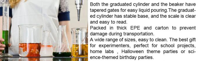 Glass Graduated Cylinder Set 10ml 25ml 50ml 100ml, dik glasbeker set 50ml 100ml 250ml met 2 druppers 3