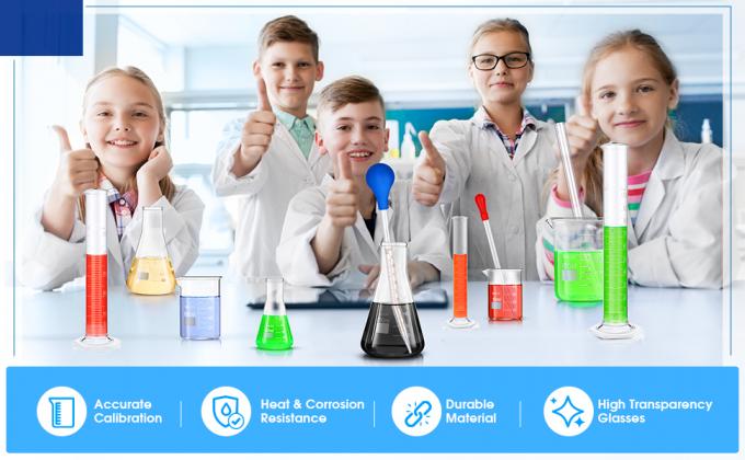 Laboratorium glaswerk Set Beaker Flask Cylinder Set 3 glazen bekers 3 Erlenmeyer Flasken 3 gegradueerde meetcilinders 6