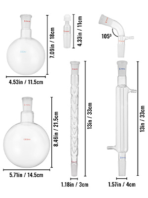 Laboratorium glaswerk 24/40 Chemie glaswerk 32PCS Chemie laboratorium glaswerk Kit Destillaties Separatie 8