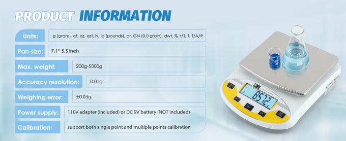 Laboratoriale schaal Laboratoriale analytische elektronische balans Digitale schaal Apotheek Juwelen schaal 110V Gekalibreerd ((5000g, 0