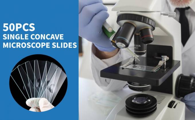 Microscoop glijbaan Concave, Single Concave 50pcs Glas glijbaan Met Depressie Voor natte monster, Lab Sample Observe 0