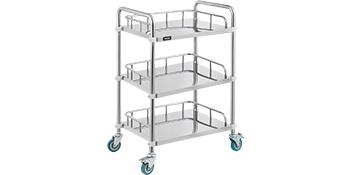 Laboratorium rolwagen 3 planken plank roestvrij staal rolwagen catering tandheelkundige utility cart commercieel wiel dolly 7