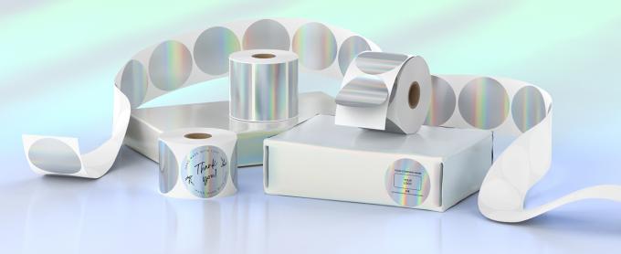 Holografische ronde thermische etiketten Sticker Cirkel 2 inch Afdrukbare regenboog thermische printer etiketten Sticker zelfklevend 3