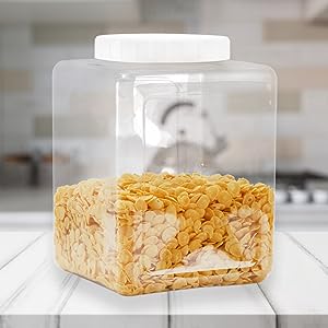 Plastic potten, Plastic gallon containers met deksels, Grote vierkant Plastic voedselopslag potten Voor keuken, droog voedsel, snack 4