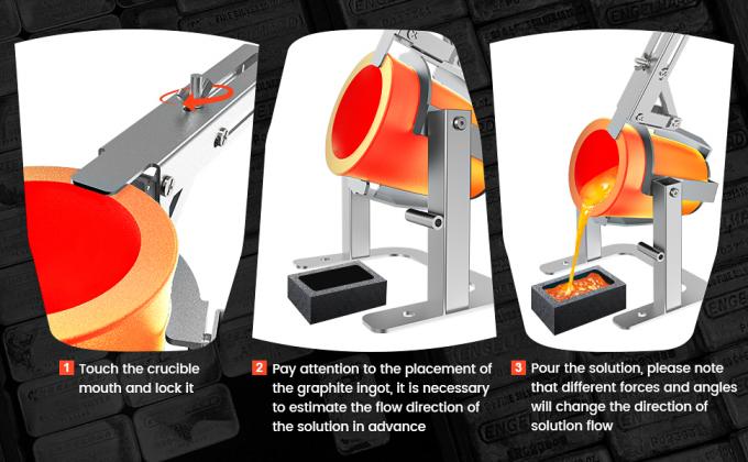 Draagbare schroevendrijvende tongen/rack met een grafietschroever, werken met schroevers en smeltoven, gieten van metaal 3
