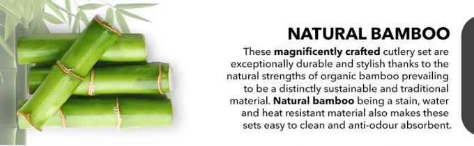 Eenmalige bamboe houten bestek set. 100% natuurlijke milieuvriendelijke biologisch afbreekbare en composteerbare gereedschappen. 1