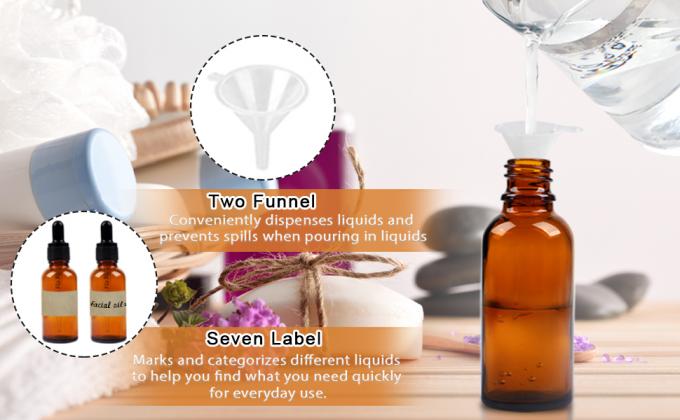 Druppelflessen 5pcs Amber Druppelfles met trechter en overdrachtspipetten, glazen tinktuurflessen met druppel 10ml 4