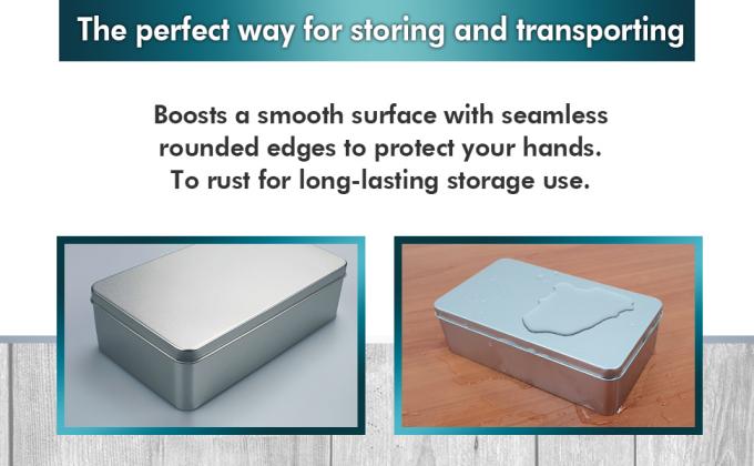 Zilveren metalen blikdozen - Grote containers, houder voor autosleutels, koekjes, potloodkas, 8,2 x 4,7 x 2,4 inch 4