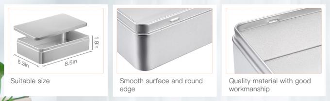 8.5 bij 5,3 bij 1,9 inch zilveren rechthoekige lege tin doos containers, cadeau, sieraden en opslag tin kit, Home Organizer 1