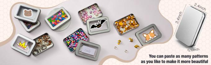 Metalen blikdozen Metalen blikjes met deksels Doorzichtige bovenkant blikjes Box lege opslagblikjes Koffer rechthoekige containers met grote 5